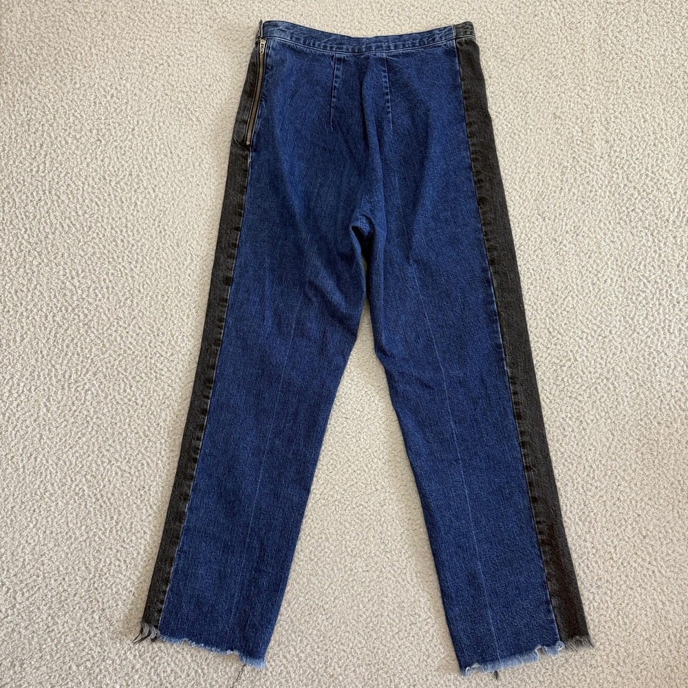 Rachel Comey Jeans Black Blue Two Tone High Waist Raw Hem Side Zip - Picture 8 of 9